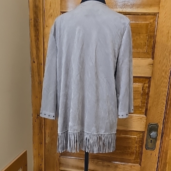 Ruby Rd Tan Fringe Jacket 3/4 Sleeve 8 - Picture 4 of 4